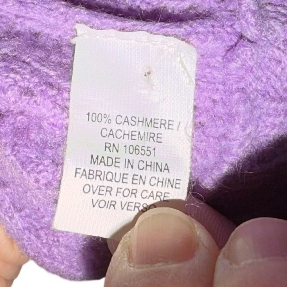 Christiane Celle Calypso Cashmere S Purple Open Cardigan Pointelle Knit Wrap Y2K